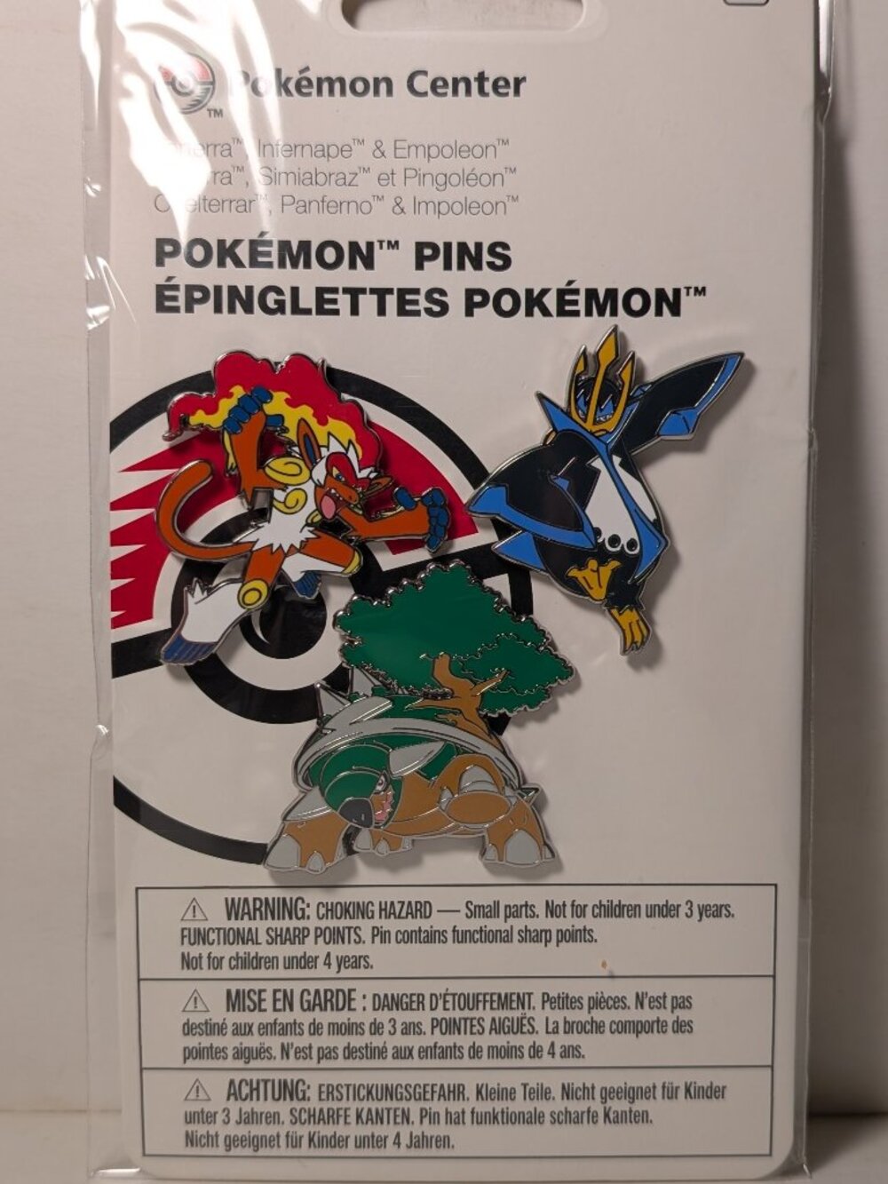 Pokemon Infernape Empoleon & Torterra Enamel Pins Set Official Nintendo Badges